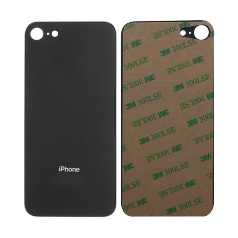 iPhone 8 Plus Baksida Glas med Självhäftande tejp - Svart