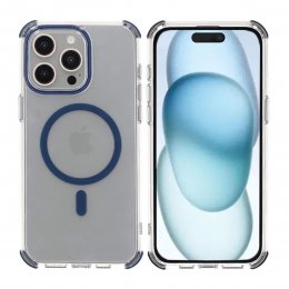 iPhone 15 Pro Max RV Mobilskal Magnet med Kantskydd - Blå