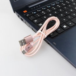 Smart USB-kabel USB-C med laddnings logo ljus - Rosa färg