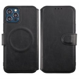 Rvelon iPhone 12 / 12 Pro TPU Läderfodral Ställ Minificka - Svart