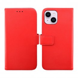 iPhone 14 Plus Plånboksfodral Läder RV - Röd