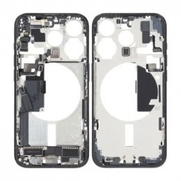 iPhone 15 Pro Back Cover Mittenram Original Blå med smådelar