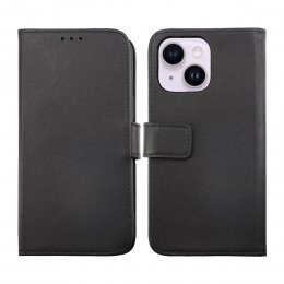 iPhone 14 Plus Plånboksfodral Läder RV - Svart