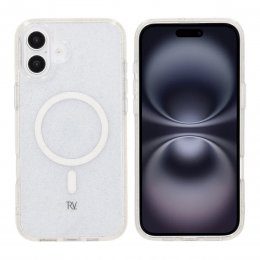 iPhone 16 Plus Rvelon Mobilskal TPU med MagSafe - Glitter Vit