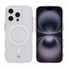iPhone 16 Pro RV Mobilskal TPU med MagSafe - Glitter Vit