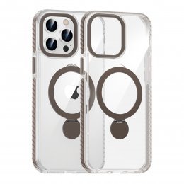 Skal Magsafe till iPhone 14 Pro - Transparent grå med ringstativ