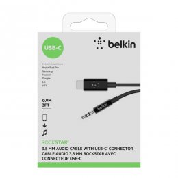 belkin rockstar usb-c till 3.5 mm avec ljudkabel svart