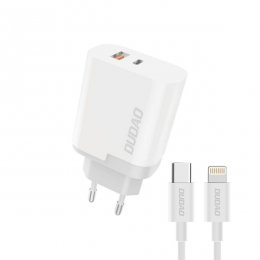 Dudao 22.5W PD QC 3.0 Adapter med USB-C till Lightningkabel Vit