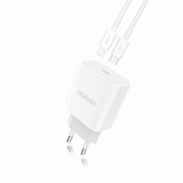 Dudao A8SEU-1M 20Watt Adapter med 1xUSB-C och 1x USB-C till Lightningkabel Vit