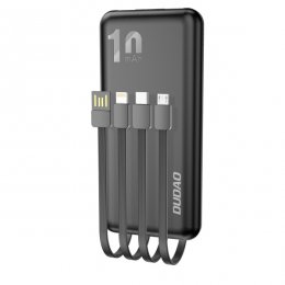 Dudao K6Pro Universal Powerbank 10000mAh med 4x kablar USB-A USB Type-C Lightning Micro-USB Svart