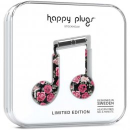 happy plugs earbud plus in ear hörlurar vintage roses