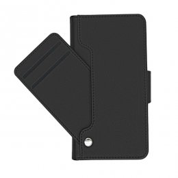 iphone 12 12-pro flip stand tpu läder fodral svartskal miniplånbok ficka