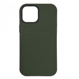 iphone 13 ins mörk grön med svart kontrast. Skyddande mobilskal med kortficka. Modell: A31555-09