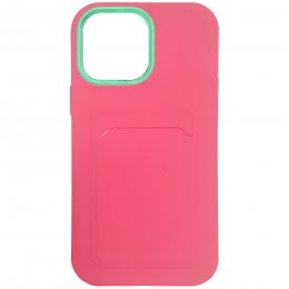 iphone 13 pro max ins rosa med turkos kontrast. Skyddande mobilskal med kortficka. Modell: A31557-07