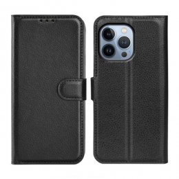 iphone 14 pro plånboksfodral med stativ 3 kortfack 1 kontantfack pu läder svart