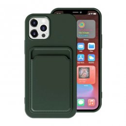 iphone 15 pro silikonskal med korthållare grön
