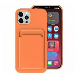 iphone 15 pro silikonskal med korthållare orange