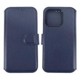 iPhone 15 Pro Plånboksfodral Läder Rvelon Blå
