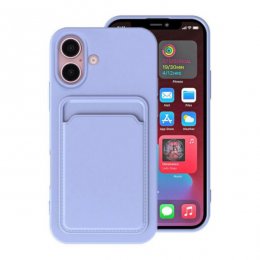 iPhone 16 Mobilskal Silikon med Korthållare Lila