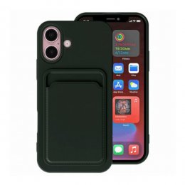 iPhone 16 Mobilskal Silikon med Korthållare Militärgrön