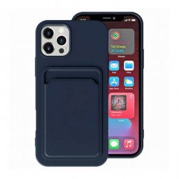 iPhone 16 Pro Max Mobilskal Silikon med Korthållare Midnattsblå