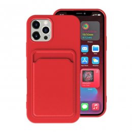 iPhone 16 Pro Max Mobilskal Silikon med Korthållare Röd