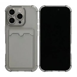 iPhone 16 Pro Max Mobilskal Stöttåligt med Korthållare Transparent Svart