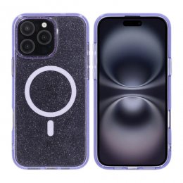iPhone 16 Pro Max Rvelon Mobilskal TPU med MagSafe Glitter Lila