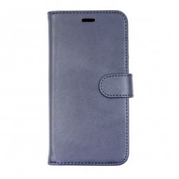 iphone xr genuint äkta läder plånboksfodral med inbyggt tpu skal magnetlås 3 kortfack 1 kontantfack blå