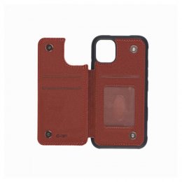 iPhone 11 Läderskal med Öppnande Plånboksficka brun
