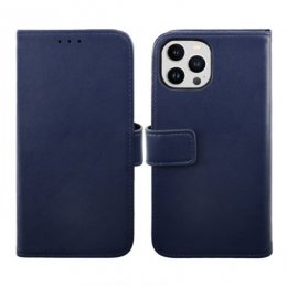 rv iphone 14 pro max genuint läder plånboksfodral 3 kortfack 1 kontantfack magnetlås blå