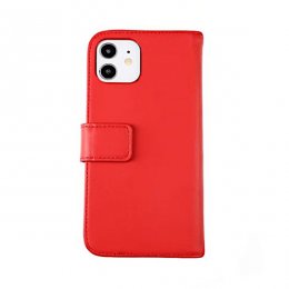 rvelon iphone 12 mini genuint plånboksfodral röd äkta läder läderfodral mobil skydd hög kvalitet