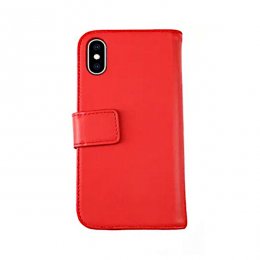rvelon iphone x xs plånboksfodral tillverkat av äkta genuint läder hög kvalitet röd färg 4st kortfack pu tpu