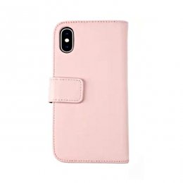 rvelon iphone x xs plånboksfodral tillverkat av äkta genuint läder hög kvalitet rosa färg 4st kortfack pu tpu