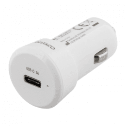 Deltaco Billaddare med USB-C, 10-30V input, 5V - Vit