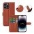 iphone 15 pro flip stand plånboksfodral med stativ kortfack brun