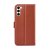 samsung galaxy s23 plånboksfodral flipstand wallet case med stativ kortfack och sidofack brun