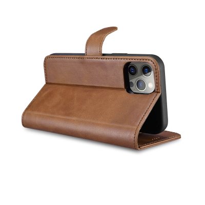 RV iPhone 13 Pro Plånboksfodral i Äkta Läder - Brun
