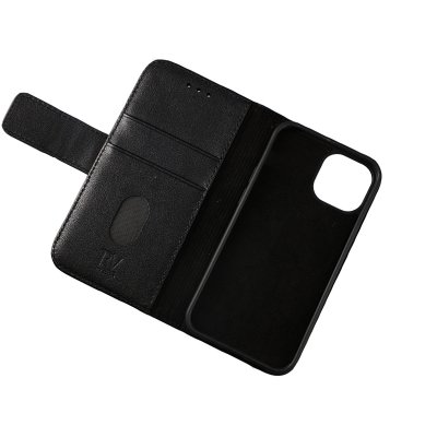 iPhone 13 Mini Plånboksfodral i Äkta Läder - Svart