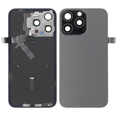 iPhone 15 Pro Max Baksida Glas Komplett OEM - Titansvart