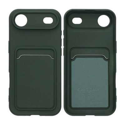 Mobilskal Silikon med Korthållare för iPhone Air - Militärgrön
