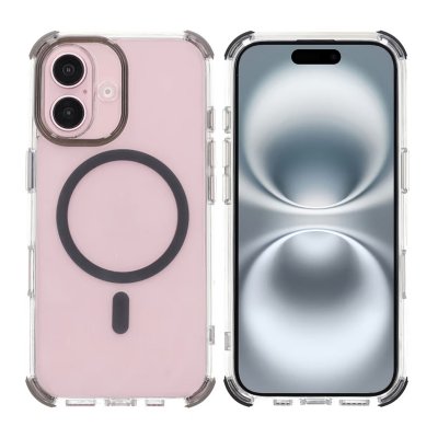 iPhone 16 RV Mobilskal Magnet med Kantskydd - Grå