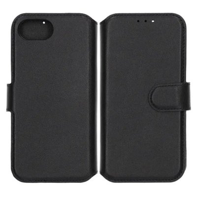 Rvelon Plånboksfodral Läder för iPhone 16e - Svart