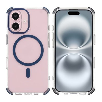 iPhone 16 RV Mobilskal Magnet med Kantskydd - Blå