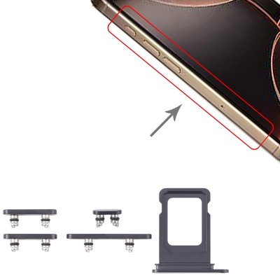Knappar och Simkorthållare för iPhone 15 Pro/15 Pro Max - Svart