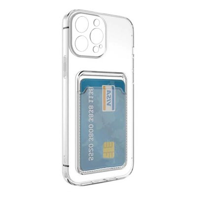 iPhone 15 Pro Stöttåligt Skal med Korthållare - Transparent