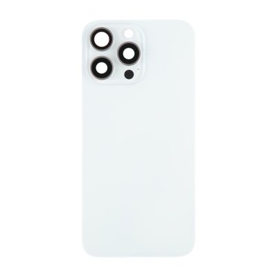 iPhone 15 Pro Max Baksida Glas med Magnet och Kameralins - Vit Titan