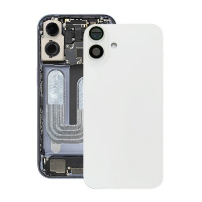 iPhone 16 Baksida Glas med Magnet och Kameralins - Vit