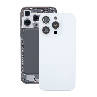 iPhone 16 Pro Max Baksida Glas med Magnet och Kameralins - Vit Titan
