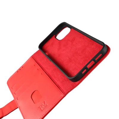 iPhone 13 Plånboksfodral i Äkta Läder - Röd